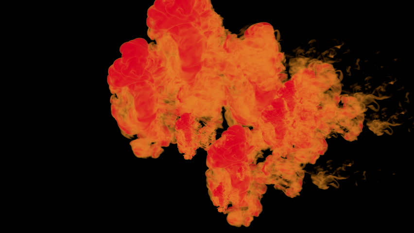 red paint dissolved in water on a black background. 3d render. voxel graphics. computer simulation 1..Full HD.stylized ink