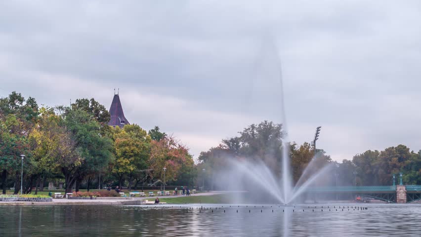 City park in Budapest called Varosliget. Time lapse video.