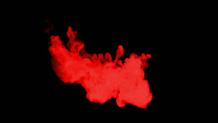 red ink spreading in the water on a black background. 3d render. voxel graphics. computer simulation 2. Full HD