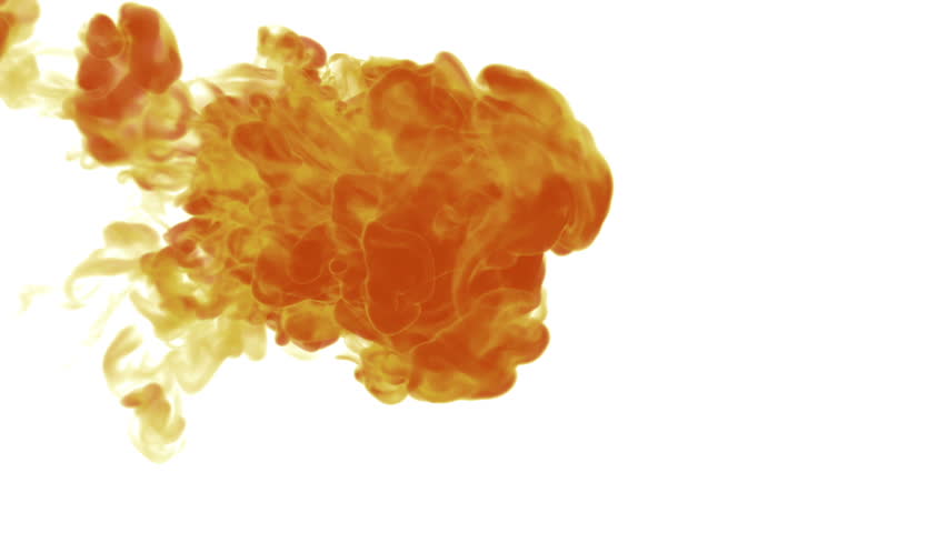 orange ink drop in water on a white background for effects. 3d render. voxel graphics. computer simulation 33