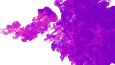 violet paint dissolved in water on a white background. 3d render. voxel graphics. computer simulation 2. stylized ink