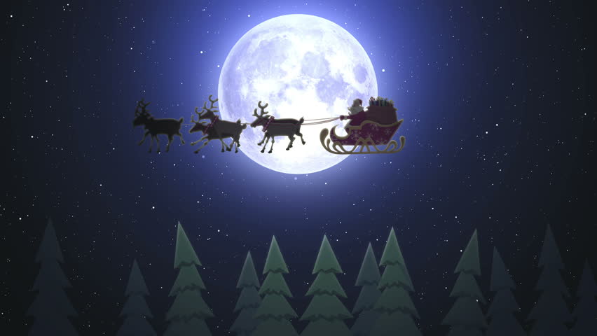 santa riding his sleigh on moon Stock Footage Video (100% Royalty-free ...