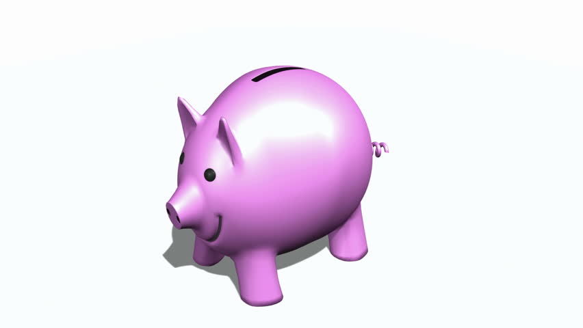 Coins falling into piggy bank. Seamless loopable. HD 1080.