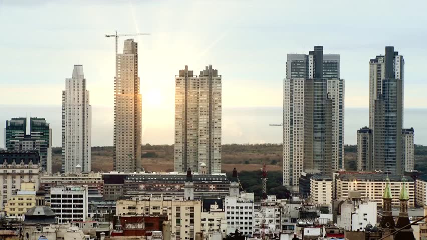 Modern High Rise Buildings Along the Rio de la Plata, Buenos Aires, Argentina