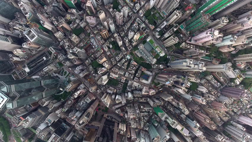 Top view aerial video above commercial cityscape of megalopolis with highly developed architecture and industry with offices and headquarters of biggest companies in world, can be used for advertising Royalty-Free Stock Footage #22037515