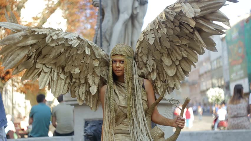 golden angel girl, golden angel, angel makeup