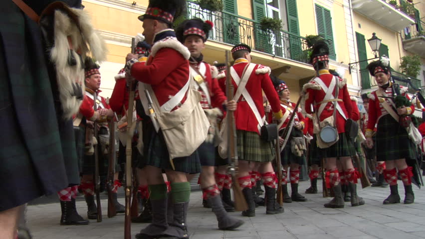 LOANO, ITALY - April 15: Reenactment of battle between French and British