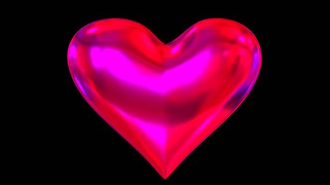 Animated glossy pink heart spinning against transparent background in 4k. Full 360 degree spin and loop-able. Alpha channel embedded with 4k PNG file.