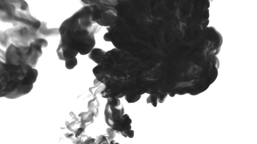 black ink drop in water on a white background for effects. 3d render. voxel graphics. computer simulation 34