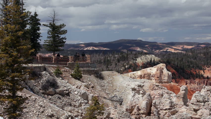 Bryce Canyon National Park southern Utah, Bryce Point scenic lookout. Natural landscape erosion and grand canyons with stunning rock formations. Major tourist destination and vacation location.