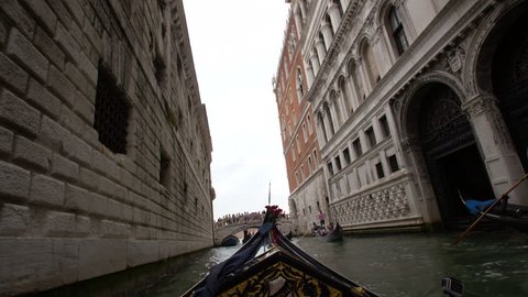 Point of view of Gondola Ride on Venice Channels