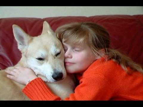 Young girl with her dog