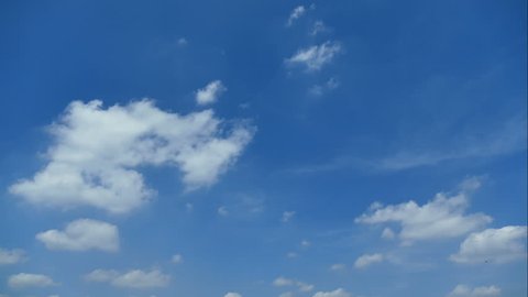 Time lapse white cloud moving on blue sky
