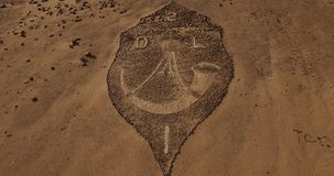 Aerial view drone video of Regimental Badges National Monument , made by soldiers of Second Durban Light Infantry and Transvaal Scottish Regiment during WW1 in then German South-West Africa (Namibia)