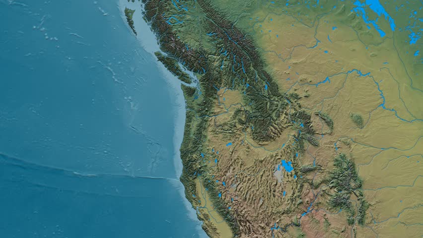 Zoom into Cascade mountain range - masks. Natural Earth. High resolution ASTER GDEM data textured