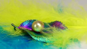 Natural south sea pearl with fluffy background, studio macro, part 1