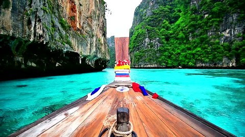 Boat trip to Phi Phi island, Maya Bay in Krabi, Thailand.