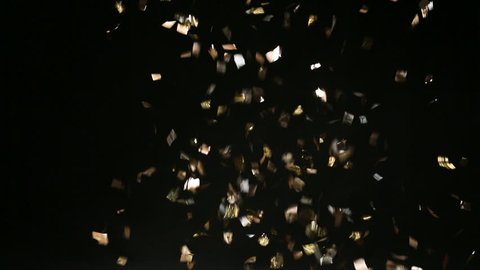 Golden confetti falling down