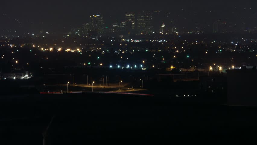 Timelapse of night skyline, Los Angeles, California.