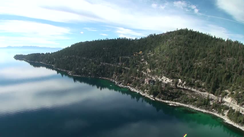 Aerial view of Lake Tahoe over Crystal Bay