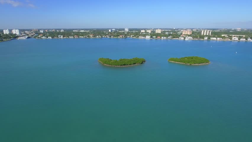 Aerial video Biscayne Bay islands
