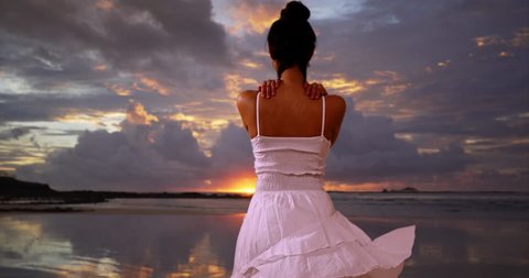 Latina Girl Dances Sundress Sunset On Stock Footage Video (100% Royalty