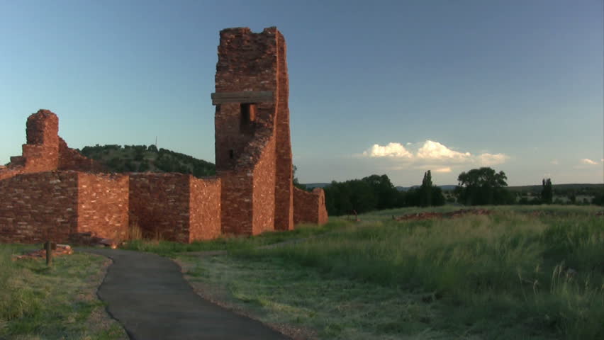 The wind blows the grass at Abo Ruins, Salinas Pueblo Missions National Monument.