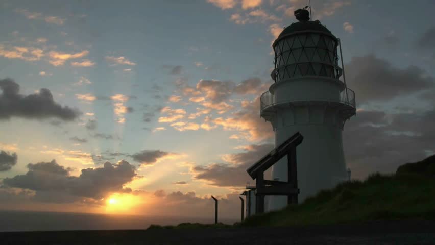 Sunrise over Cape Brett lighthouse, New Zealand