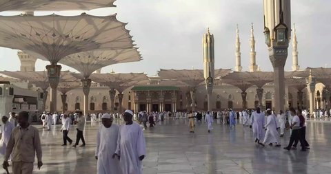 AL MADINAH, SAUDI ARABIA, september 2016, Holy area of haram of mosque Nabawi, Saudi Arabia. Medina mosque is the second holiest and most visited mosque for all Muslims