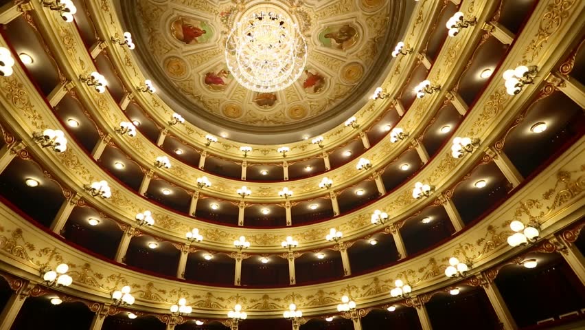 CHIETI, ITALY - JULY 16, 2016: Bottom pan shot of Teatro Marrucino, ancient theatre in Chieti, Abruzzo, Italy. | Shutterstock HD Video #22111306