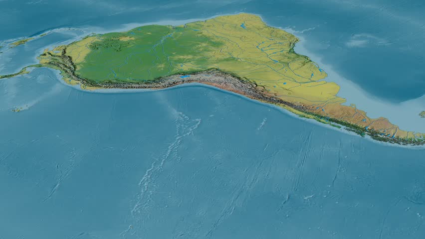Revolution around Andes mountain range - masks. Topographic map. High resolution ASTER GDEM data textured