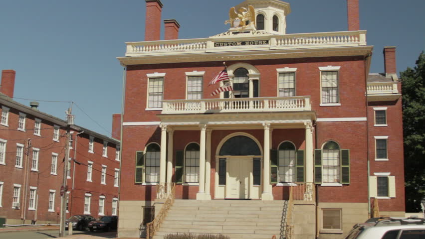 NEW ENGLAND USA - SUMMER 2016 - United States Customs House - Circa 1700s - 1800s.  Salem, Massachusetts.  Old Brick Building, early 1800s USA. Georgian Style, brick.  Salem Maritime Historic Site