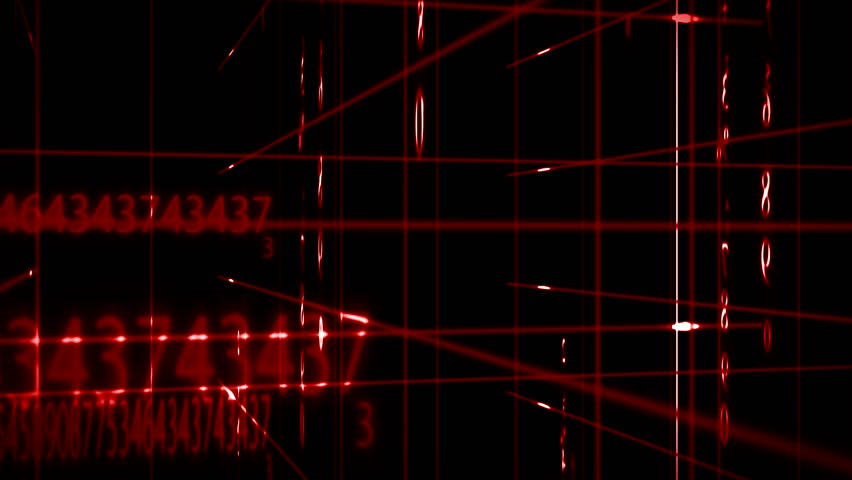 digital data - scrolling numbers and lines - red