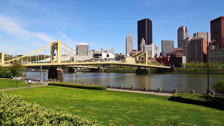 A time lapse shot of the Pittsburgh city skyline.
