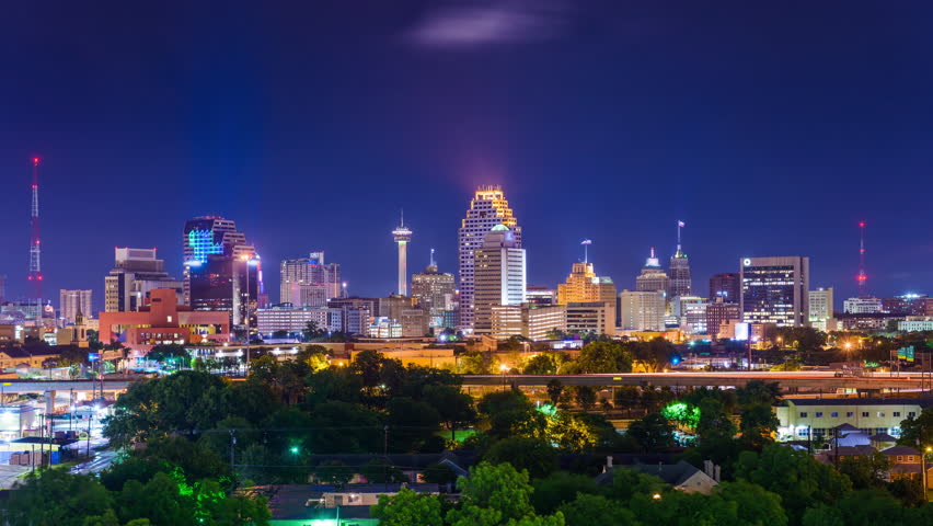 San Antonio, Texas, USA skyline time lapse.
