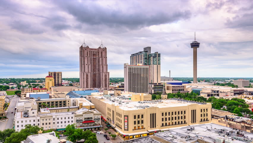 San Antonio, Texas, USA skyline time lapse.