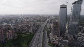 Aerial scenic view of  Istanbul city and buildings