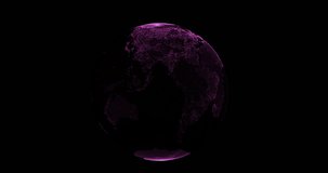 Loopable rotating 3D Earth of the points on transparent background
