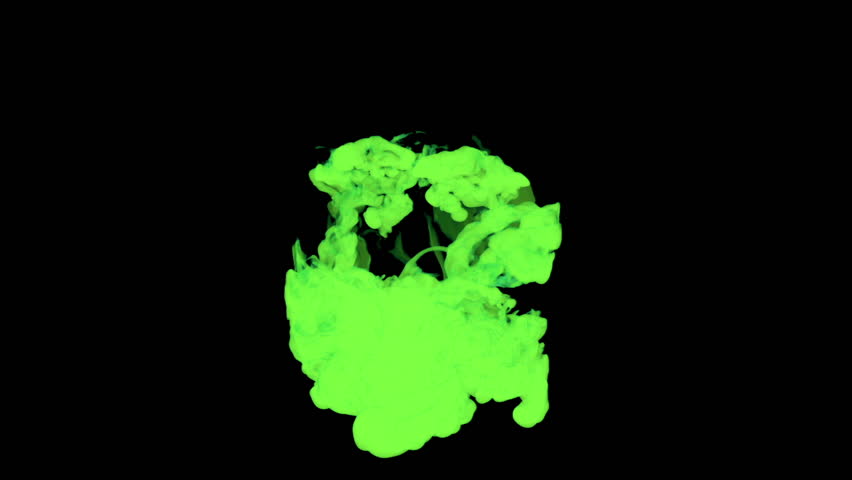 computer graphics like green ink spreading in the water on a black background. 3d render. voxel graphics. computer simulation 2