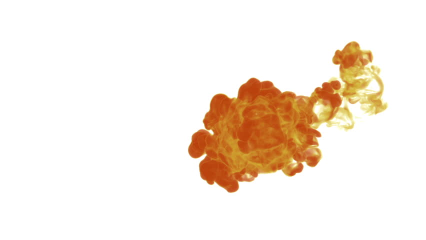 orange ink drop in water on a white background for effects. 3d render. voxel graphics. computer simulation 6