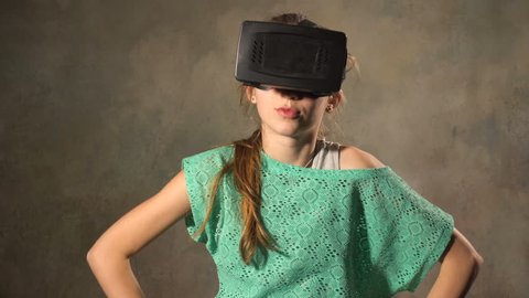 Teen young girl with VR headset