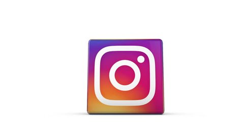 OXFORD, UK - DECEMBER 11th 2016: A 3D rendering of a spinning cube with the instagram logo. instagram is a popular social media application for sharing images and videos