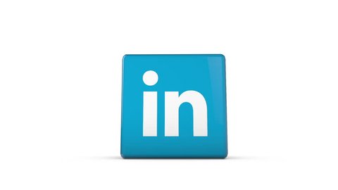 OXFORD, UK - DECEMBER 11th 2016: A 3D rendering of a spinning cube with the linkedin logo. linkedin is a popular service for business connections