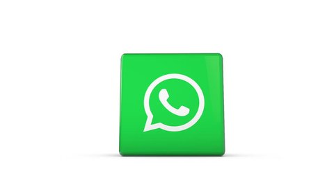 OXFORD, UK - DECEMBER 11th 2016: A 3D rendering of a spinning cube with the whatsapp logo. whatsapp is a popular messaging service