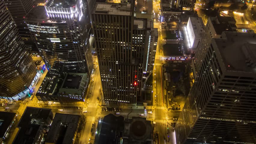 A view looking down on the Seattle Skyline at night 