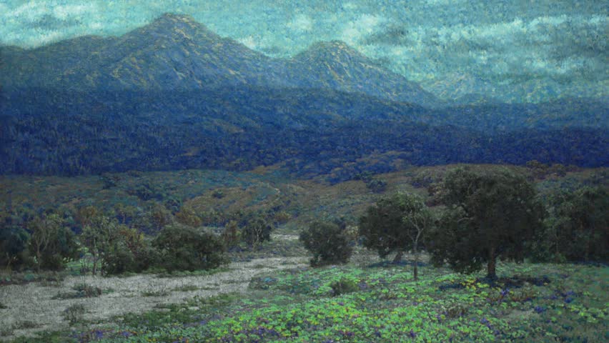 Composite animation of California Poppy Field by Granville Redmond.