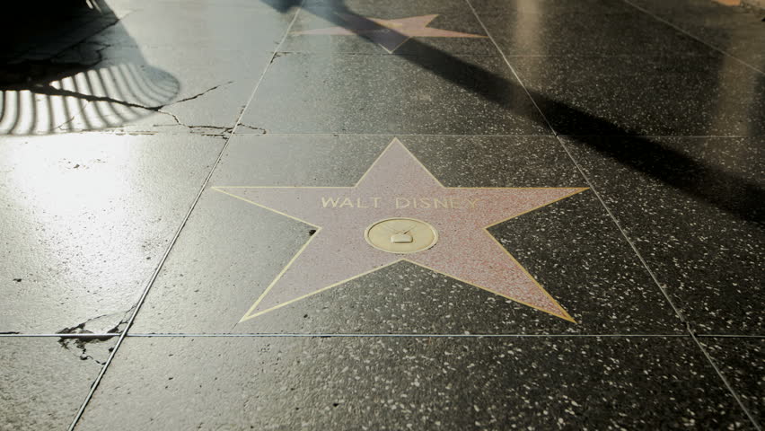HOLLYWOOD - MARCH 2: Timelapse of Walt Disney's star at the Walk of Fame on