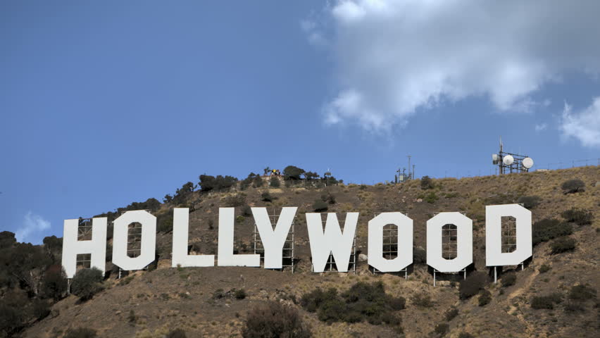 HOLLYWOOD - MARCH 2: Timelapse of the famous Hollywood Sign atop the Los Angeles