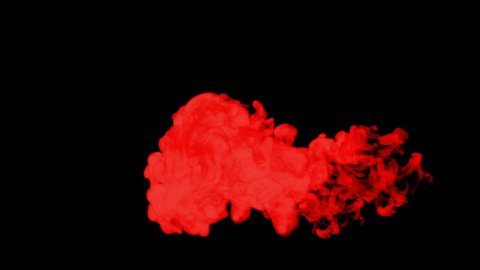 stylized red ink drop in water on a black background for effects. 3d render. voxel graphics. computer simulation 9