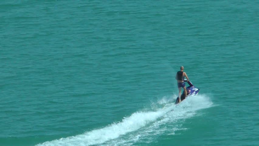Speedy water scooter on Blue Lake, Dzerzhinsky, Russia, East Europe